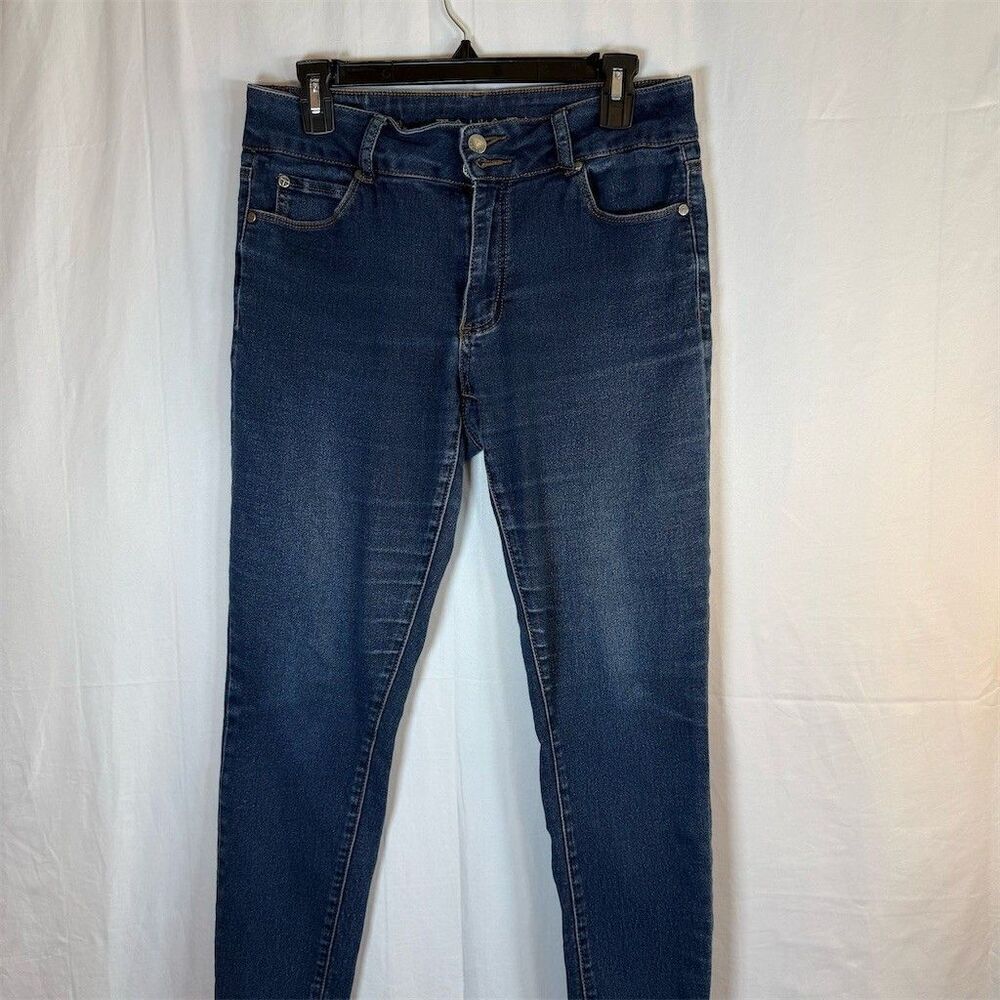 Tahari Womens Skinny Jeans Size 8 Dark Wash Blue Mid Rise Stretch Denim